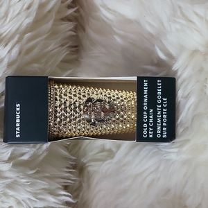 Starbucks metallic gold holiday tumbler Keychain ornament 2022